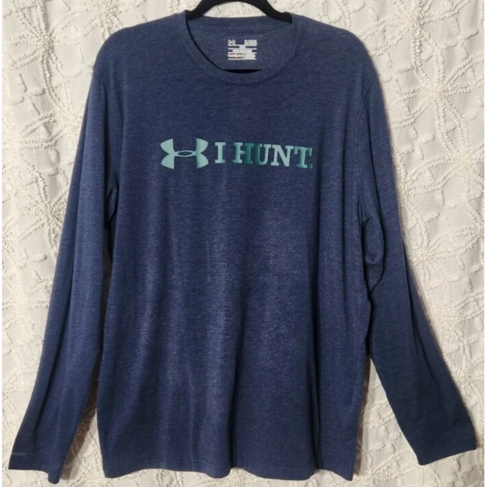 Under Armour Mens I Hunt Long Sleeve Tee Size XL Navy Blue Casual‎ Lounge